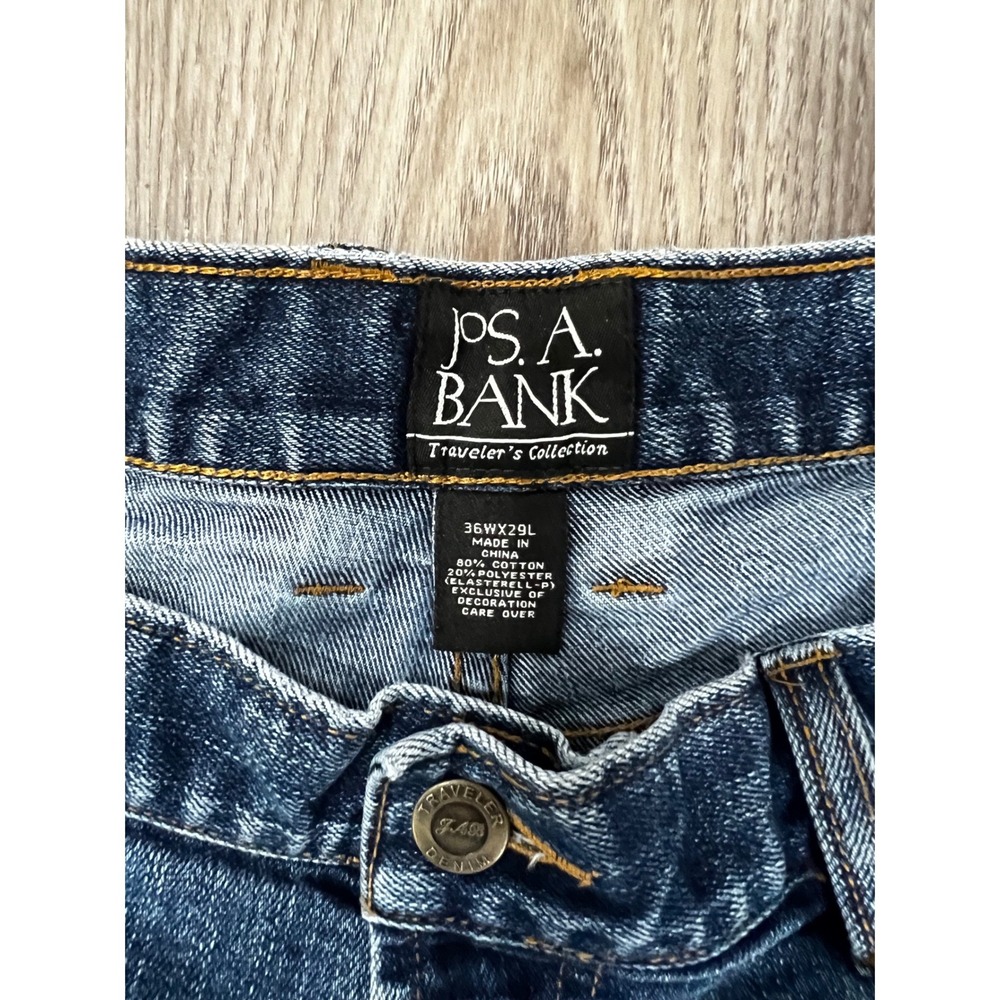 Jos. A. Bank Travelers Collection Mens Blue Jeans 36x29 Medium Wash Straight Leg